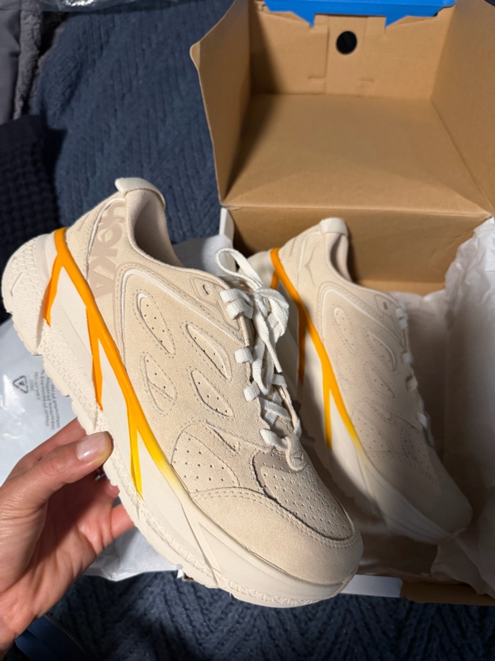 Women’s Hoka Clifton suede sneaker